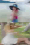 Women close masked wife beach